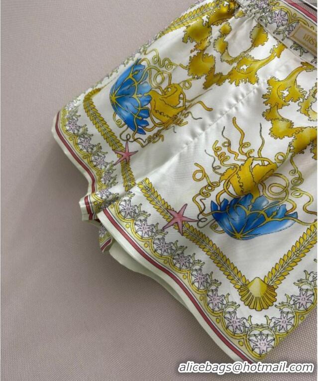 Top Quality Versace Silk Shirt and Shorts Set 527028 Yellow 2025