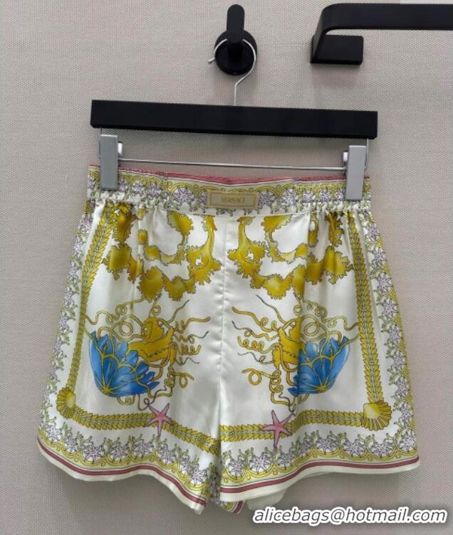 Top Quality Versace Silk Shirt and Shorts Set 527028 Yellow 2025