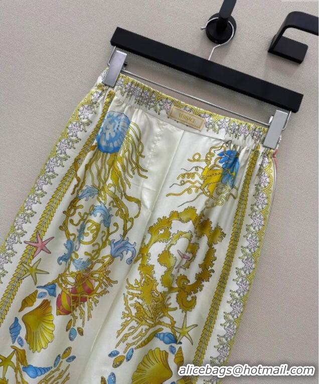 Top Quality Versace Silk Pants 527028 Yellow 2025