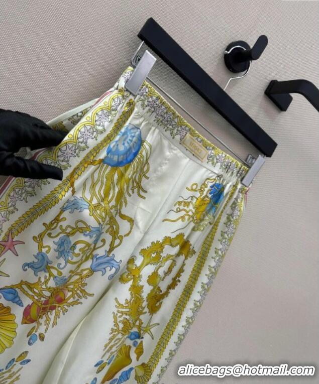 Top Quality Versace Silk Pants 527028 Yellow 2025