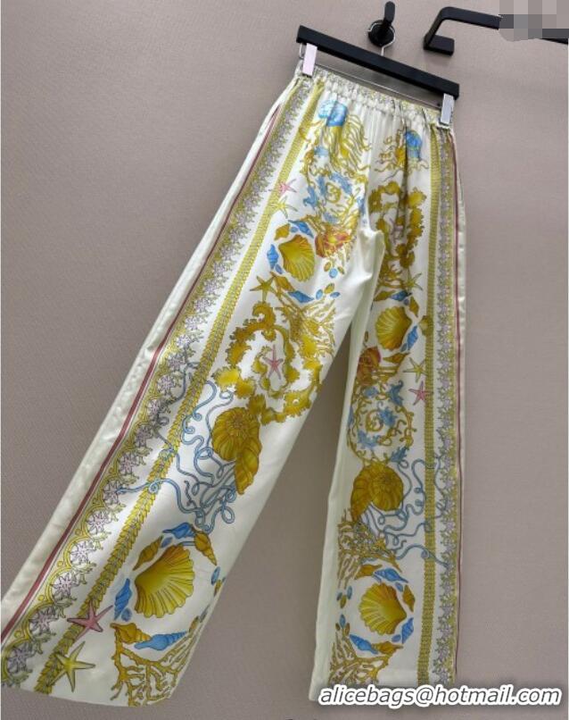 Top Quality Versace Silk Pants 527028 Yellow 2025