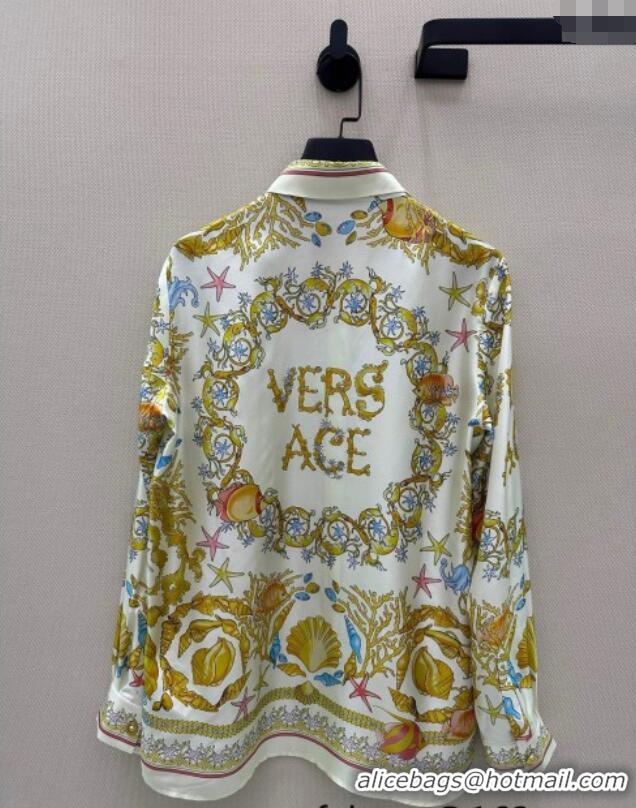 Affordable Price Versace Silk Long Shirt 527028 Yellow 2025