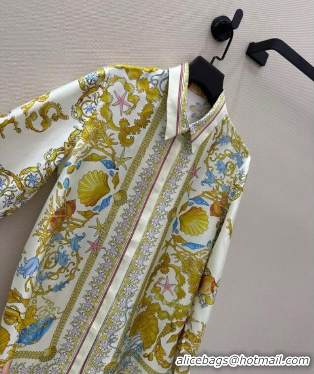 Affordable Price Versace Silk Long Shirt 527028 Yellow 2025