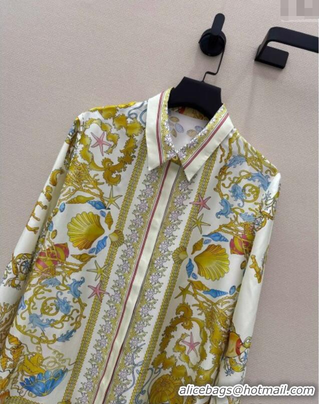 Affordable Price Versace Silk Long Shirt 527028 Yellow 2025