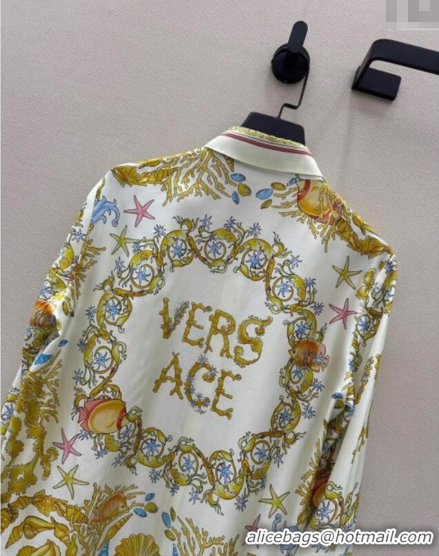 Affordable Price Versace Silk Long Shirt 527028 Yellow 2025