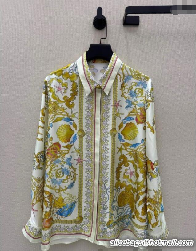 Affordable Price Versace Silk Long Shirt 527028 Yellow 2025