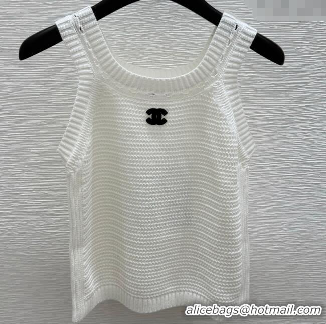 Best Product Chanel Wool Knit Vest 527031 White 2025