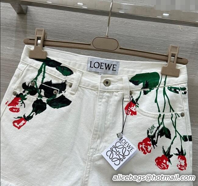 ​Top Design Loewe Paula's Flora Shorts 527027 White 2025