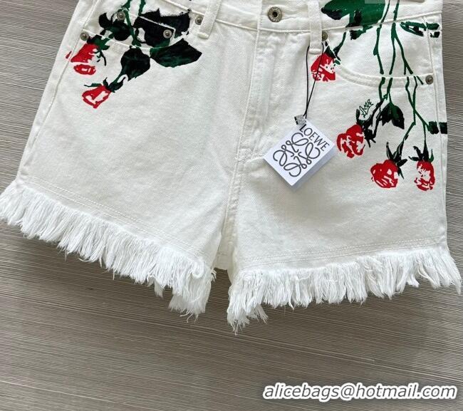 ​Top Design Loewe Paula's Flora Shorts 527027 White 2025