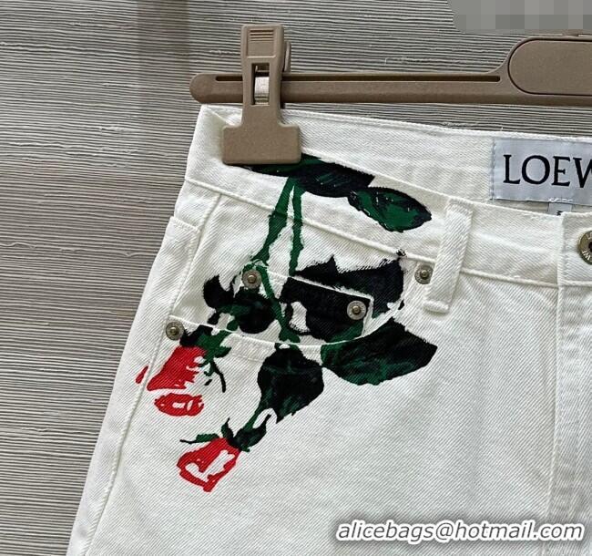 ​Top Design Loewe Paula's Flora Shorts 527027 White 2025