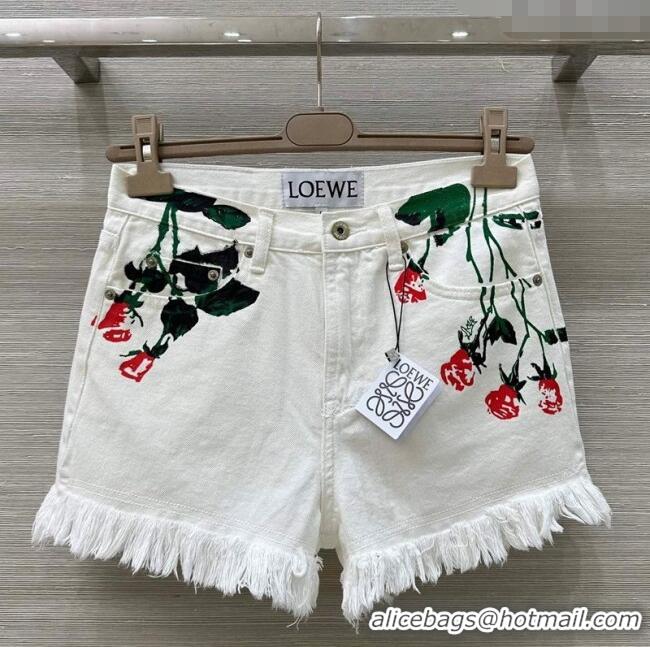 ​Top Design Loewe Paula's Flora Shorts 527027 White 2025