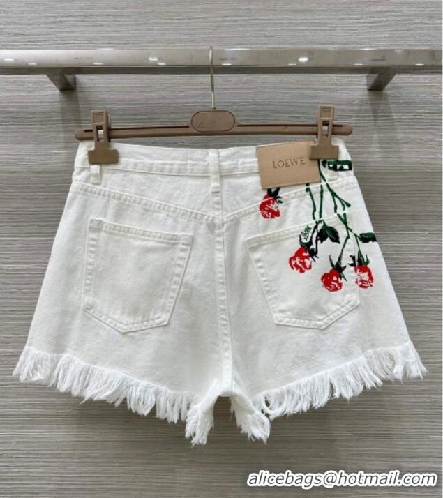​Top Design Loewe Paula's Flora Shorts 527027 White 2025