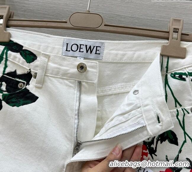 ​Top Design Loewe Paula's Flora Shorts 527027 White 2025