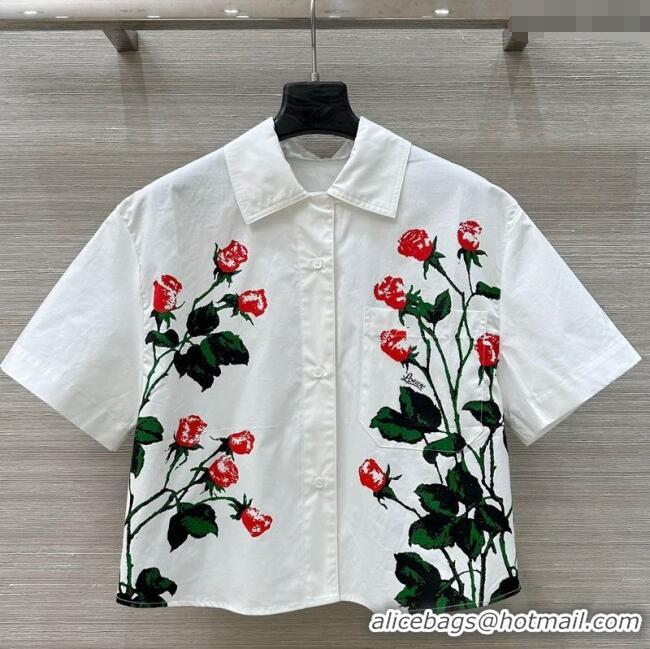 Top Grade Loewe Paula's Flora Shirt 527027 White 2025
