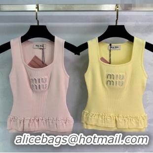 Good Taste Miu Miu Wool Knit Vest 528001 Pink/Yellow 2025
