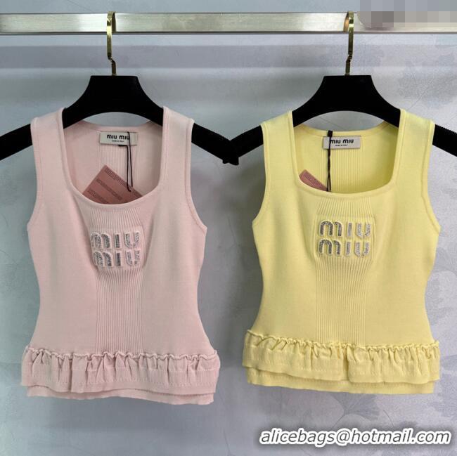 Good Taste Miu Miu Wool Knit Vest 528001 Pink/Yellow 2025