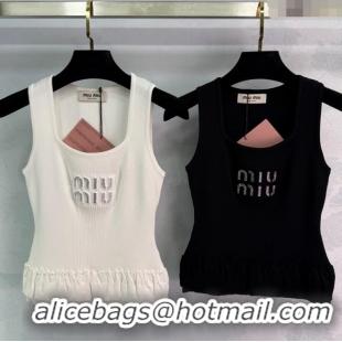 ​Cheap Discount Miu Miu Wool Knit Vest 528001 White/Black 2025