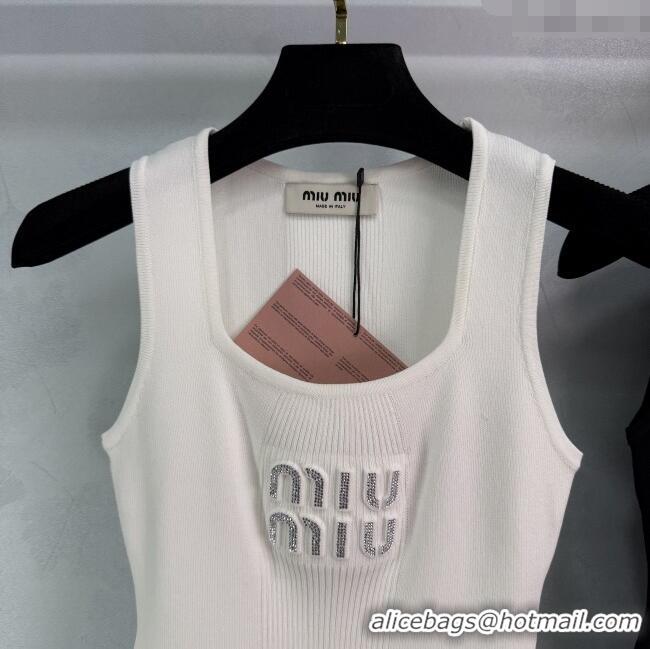 ​Cheap Discount Miu Miu Wool Knit Vest 528001 White/Black 2025