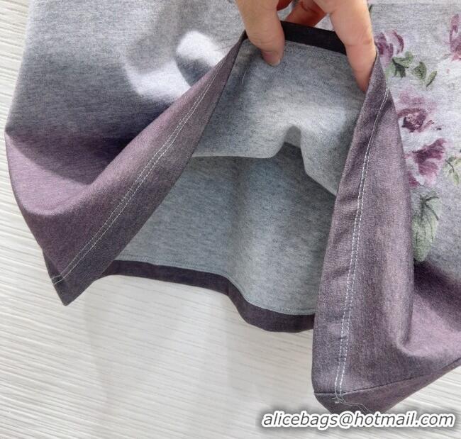 Best Quality Dior Flora Print T-Shirt 527032 Grey/Purple 2025