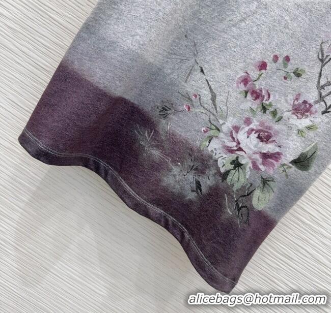 Best Quality Dior Flora Print T-Shirt 527032 Grey/Purple 2025