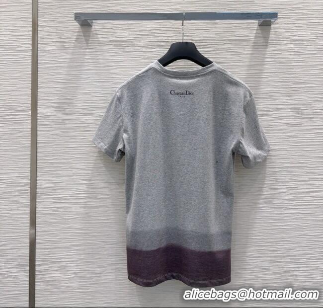 Best Quality Dior Flora Print T-Shirt 527032 Grey/Purple 2025