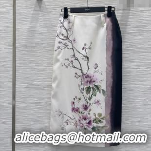 Traditional Specials Dior Flora Print Skirt 527032 White/Purple 2025