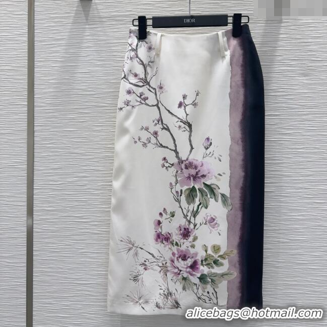 Traditional Specials Dior Flora Print Skirt 527032 White/Purple 2025