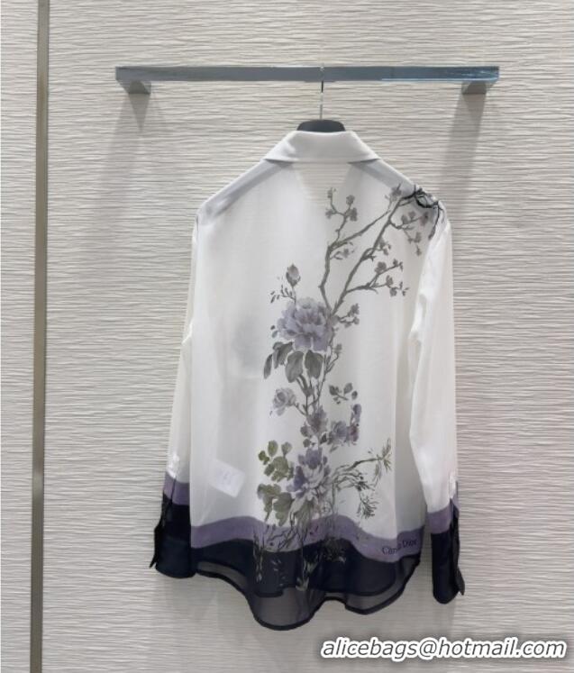 Classic Specials Dior Flora Print Shirt 527032 White/Purple 2025