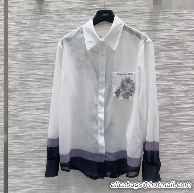 Classic Specials Dior Flora Print Shirt 527032 White/Purple 2025