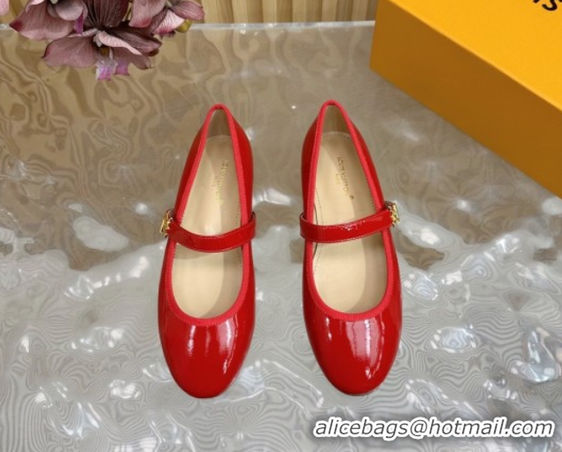Unique Style Louis Vuitton Romy Flats Ballerinas in Patent Leather with LV Strap Red 0222085