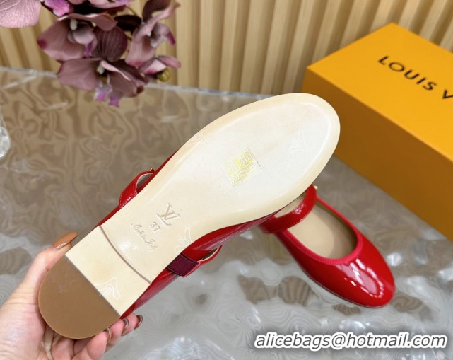Unique Style Louis Vuitton Romy Flats Ballerinas in Patent Leather with LV Strap Red 0222085