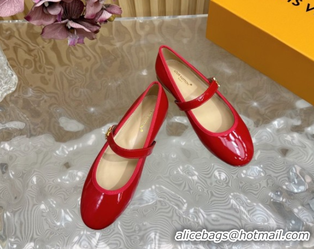 Unique Style Louis Vuitton Romy Flats Ballerinas in Patent Leather with LV Strap Red 0222085