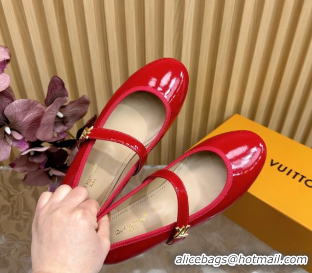Unique Style Louis Vuitton Romy Flats Ballerinas in Patent Leather with LV Strap Red 0222085