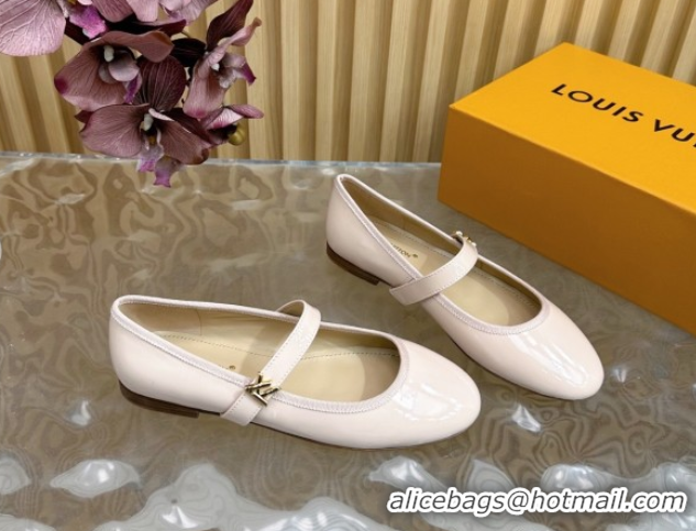 Good Quality Louis Vuitton Romy Flats Ballerinas in Patent Leather with LV Strap Pale Pink 0222086
