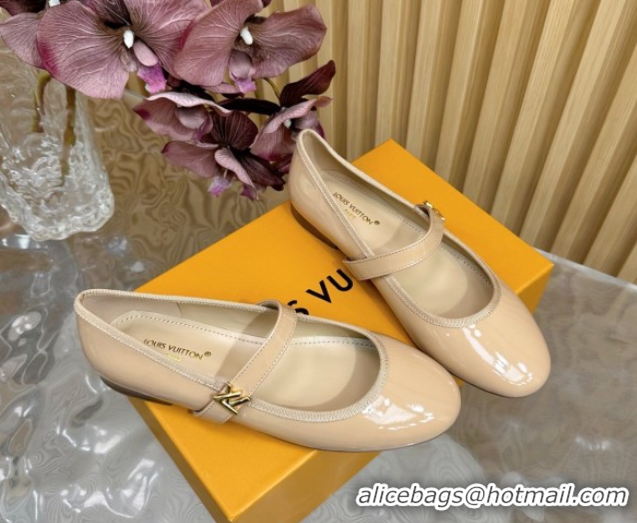 Purchase Louis Vuitton Romy Flats Ballerinas in Patent Leather with LV Strap Beige 0222087