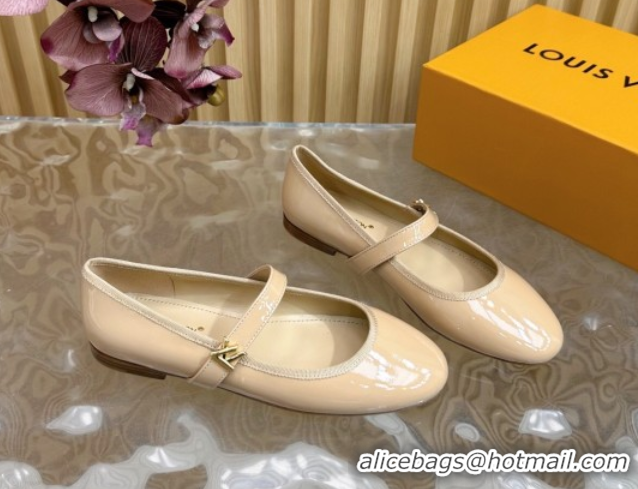 Purchase Louis Vuitton Romy Flats Ballerinas in Patent Leather with LV Strap Beige 0222087