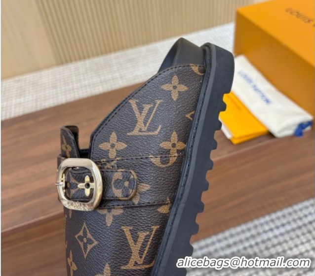 Best Grade Louis Vuitton LV Cosy Flat Comfort Clog Mules with Buckle Strap in Monogram Canvas 0224004