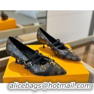 Luxury Louis Vuitton Strap Pumps 5cm in Monogram Canvas 2025 LV022401