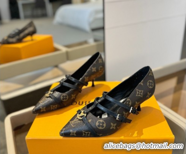 Luxury Louis Vuitton Strap Pumps 5cm in Monogram Canvas 2025 LV022401