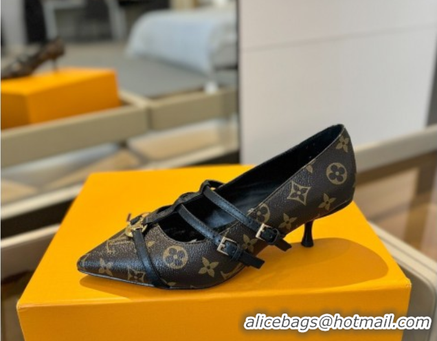 Luxury Louis Vuitton Strap Pumps 5cm in Monogram Canvas 2025 LV022401