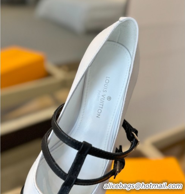 Discount Louis Vuitton Strap Pumps 5cm in Calfskin Leather White 2025 LV022401