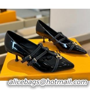 Good Quality Louis Vuitton Strap Pumps 5cm in Calfskin Leather Black 2025 LV022401