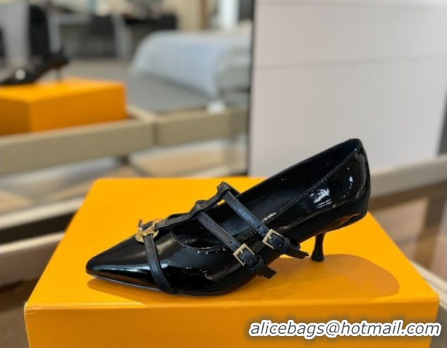 Good Quality Louis Vuitton Strap Pumps 5cm in Calfskin Leather Black 2025 LV022401