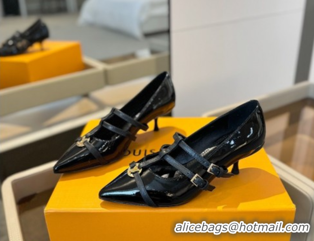 Good Quality Louis Vuitton Strap Pumps 5cm in Calfskin Leather Black 2025 LV022401