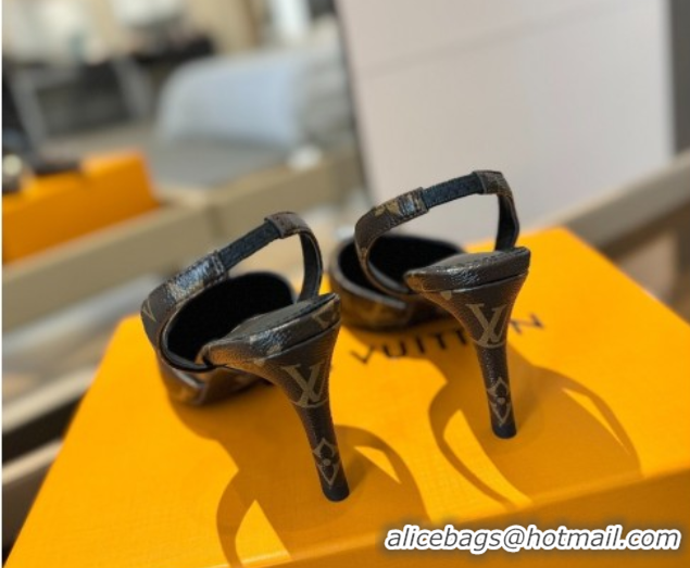 Popular Style Louis Vuitton Madeleine Slingback Pumps 7.5cm in Monogram Canvas with LV Strass Buckle 0224020