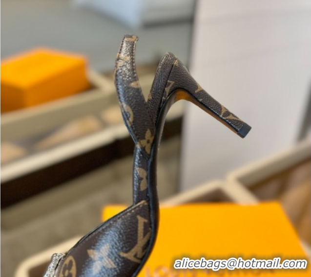 Popular Style Louis Vuitton Madeleine Slingback Pumps 7.5cm in Monogram Canvas with LV Strass Buckle 0224020