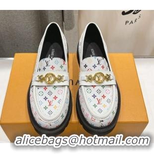 Shop Duplicate Louis Vuitton LV x TM District Loafers 5cm in Multicolored Monogram Canvas White/Black 0421084