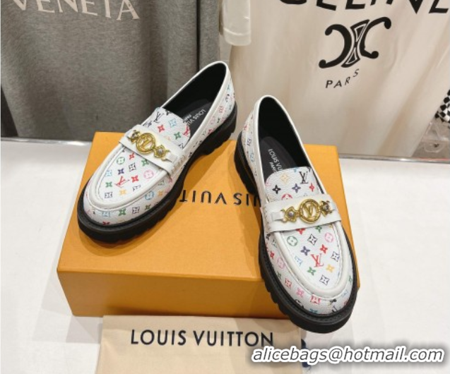 Shop Duplicate Louis Vuitton LV x TM District Loafers 5cm in Multicolored Monogram Canvas White/Black 0421084
