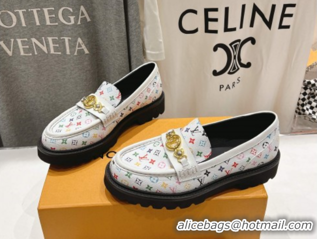 Shop Duplicate Louis Vuitton LV x TM District Loafers 5cm in Multicolored Monogram Canvas White/Black 0421084