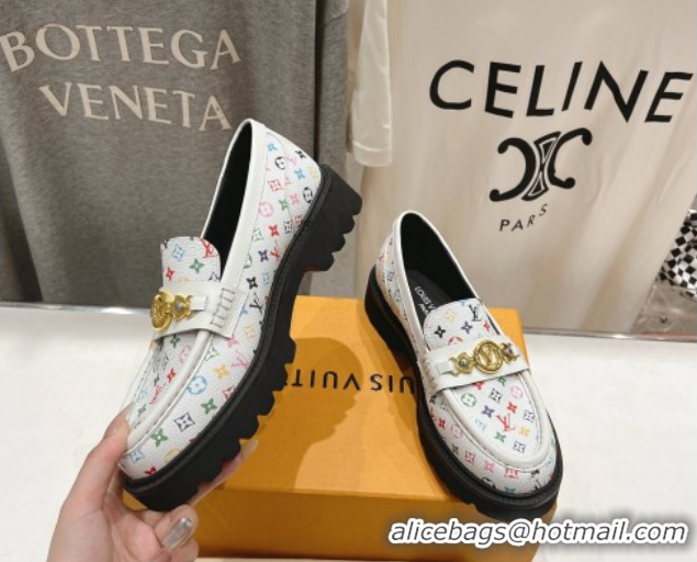 Shop Duplicate Louis Vuitton LV x TM District Loafers 5cm in Multicolored Monogram Canvas White/Black 0421084